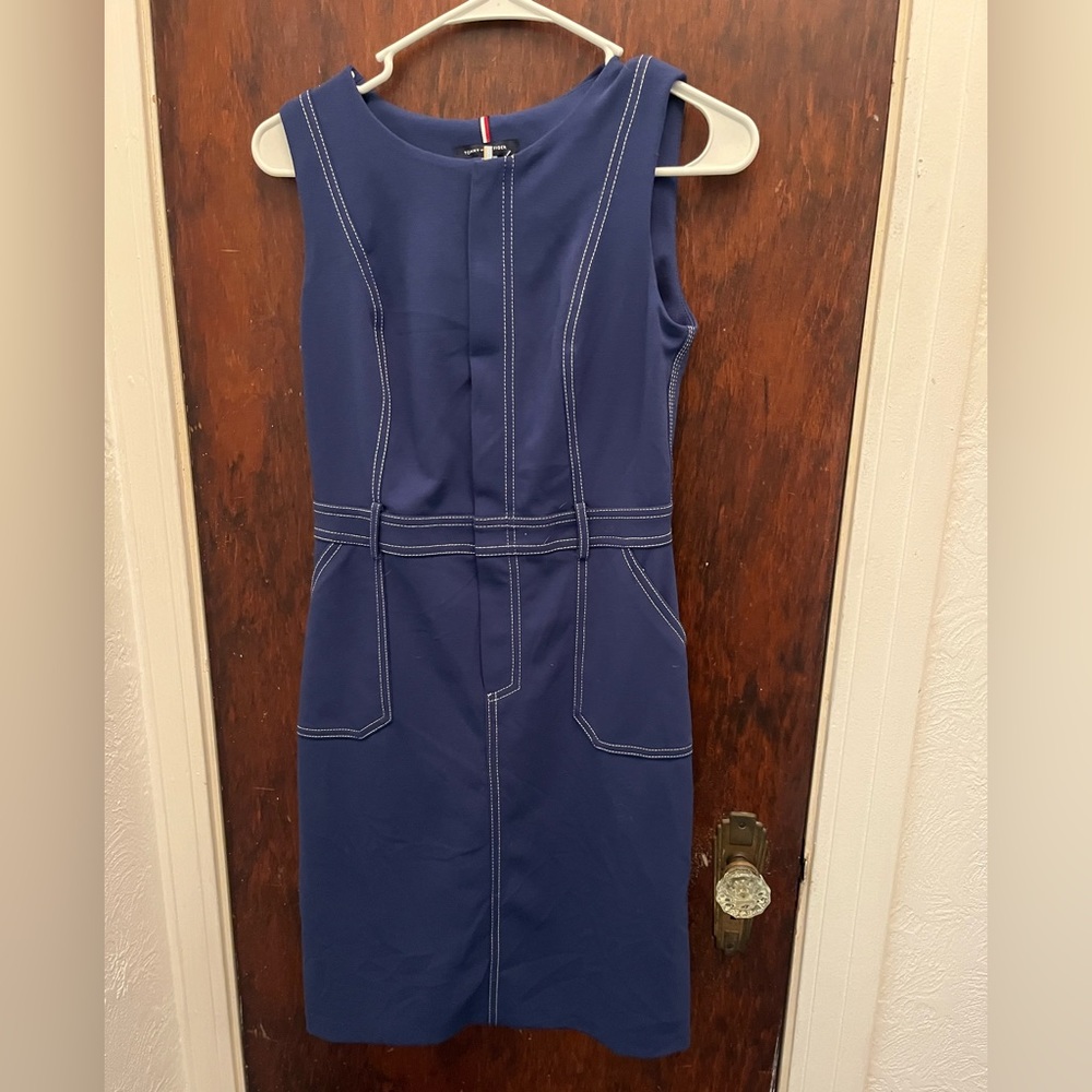 Tommy Hilfiger stitch belted sheath no belt